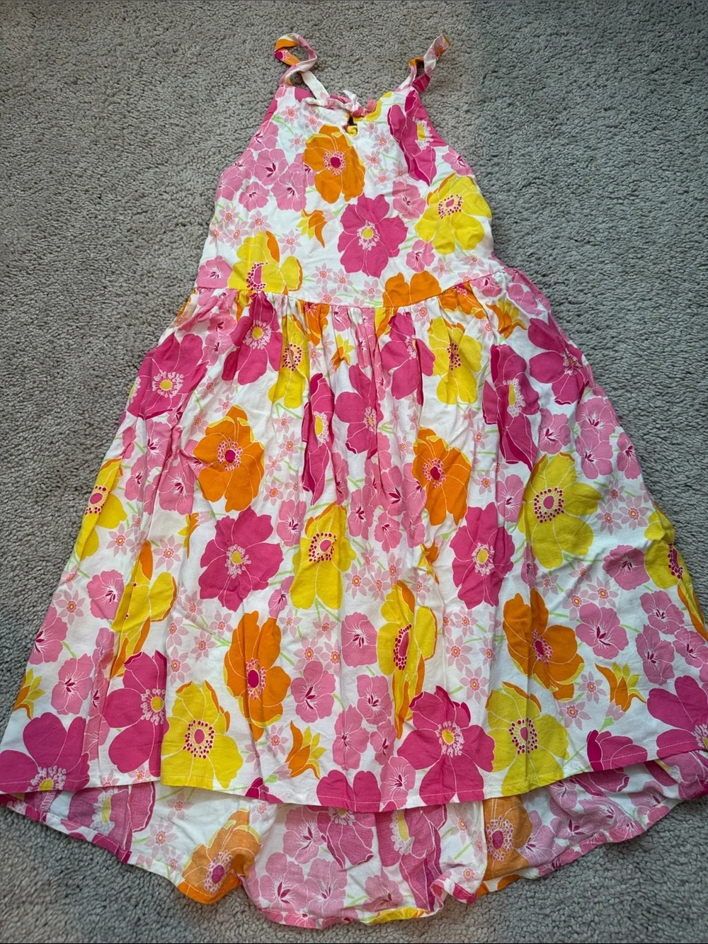Girls Children Place Medium Bright Floral Sundress in Pink, Yellow & Orange